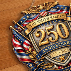 Custom Wood Sign - Personalized America 250th Anniversary Gifts For Mom, Dad, Brother, Sister, Kids - Courage Built Our Legacy