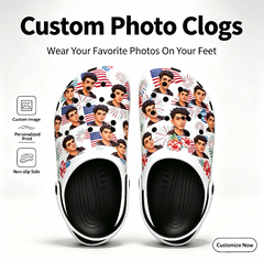 Multiple printed swimming slippers, with custom patterns on the upper part