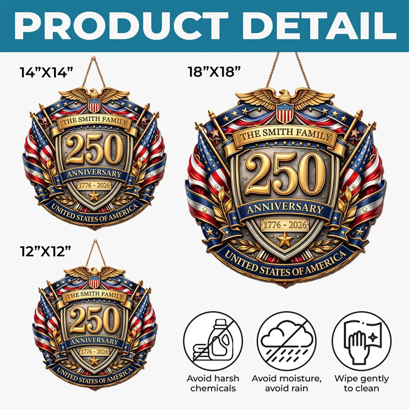 Custom Wood Sign - Personalized America 250th Anniversary Gifts For Mom, Dad, Brother, Sister, Kids - Courage Built Our Legacy