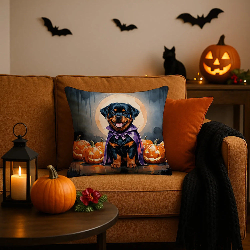 rottweiler puppy halloween throw pillow with insert - product photo 2 of 8
