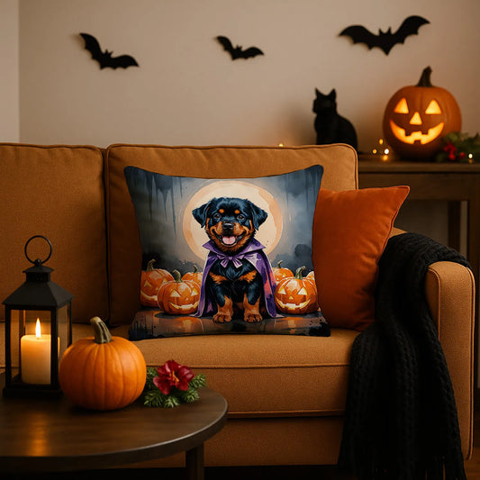 rottweiler puppy halloween throw pillow with insert - product photo 2 of 8