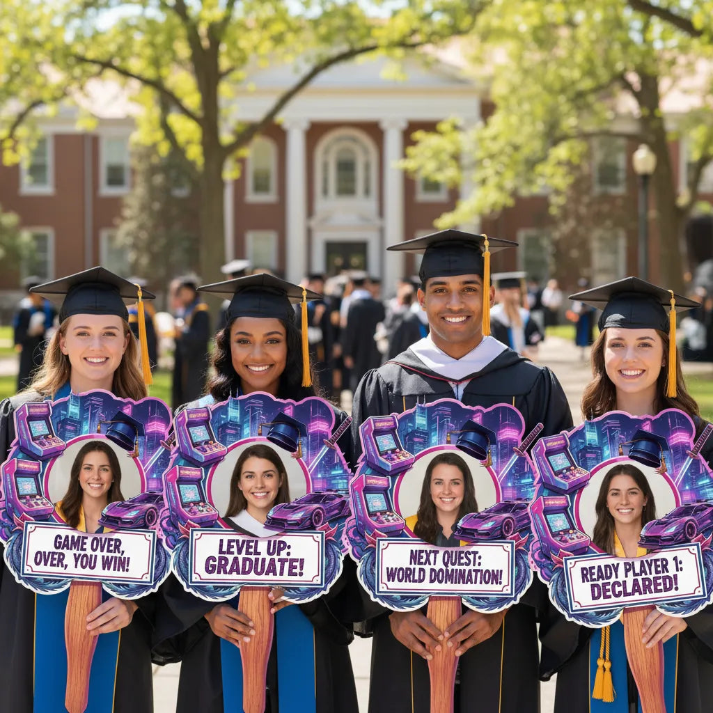 Custom Vintage Cyberpunk Photo Graduation Gift - Personalized Graduation Fan