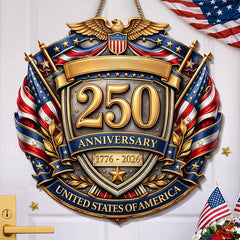 Custom Wood Sign - Personalized America 250th Anniversary Gifts For Mom, Dad, Brother, Sister, Kids - Courage Built Our Legacy