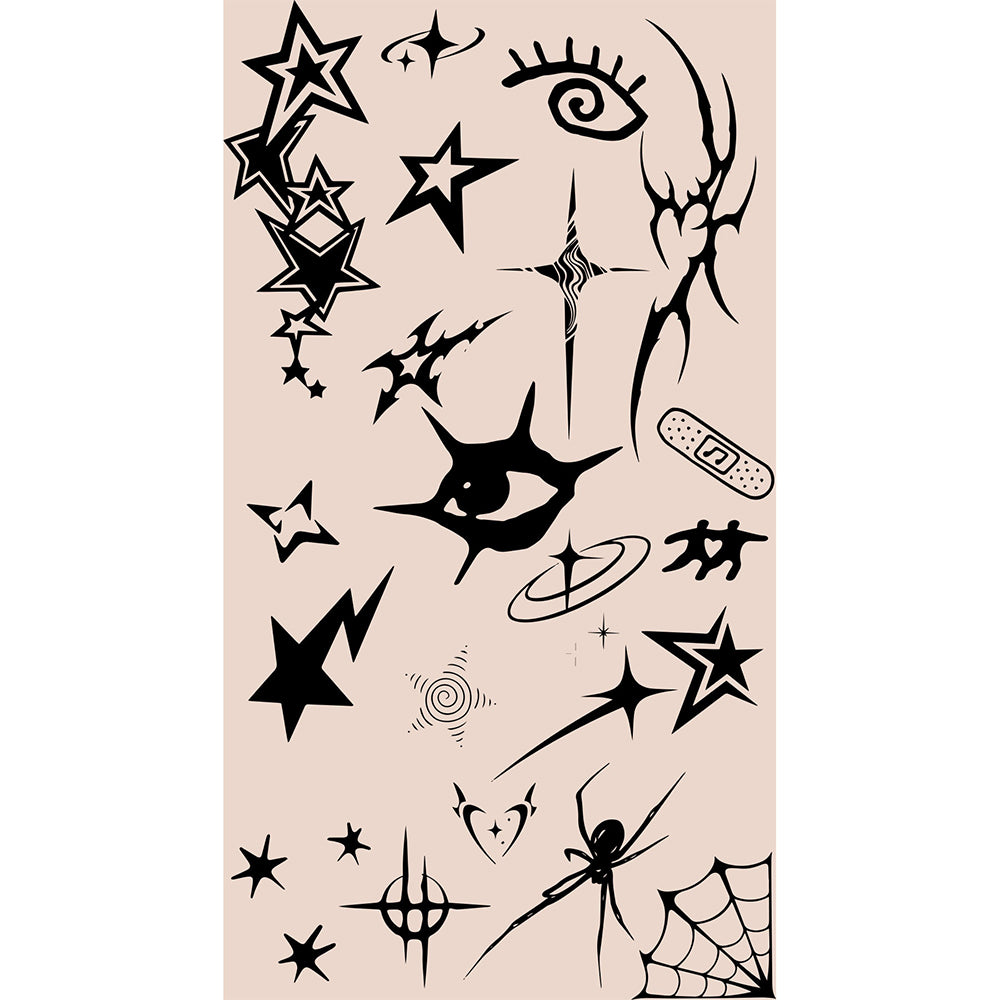 Y2K Grunge Star & Eye Tattoo-Style Throw Blanket
