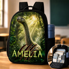 Custom Kids Front Printed Backpack - Personalized Back To School Gifts For Kids - Dino School Crew