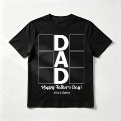 Custom "DAD" 6-Photo Collage Father's Day T-Shirt