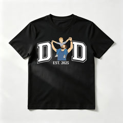 Custom Varsity Style "DAD" Letter T-Shirt – Personalized DAD Letter Outline with Kids' Name and Est. Date – Unique DIY Father's Day Gift