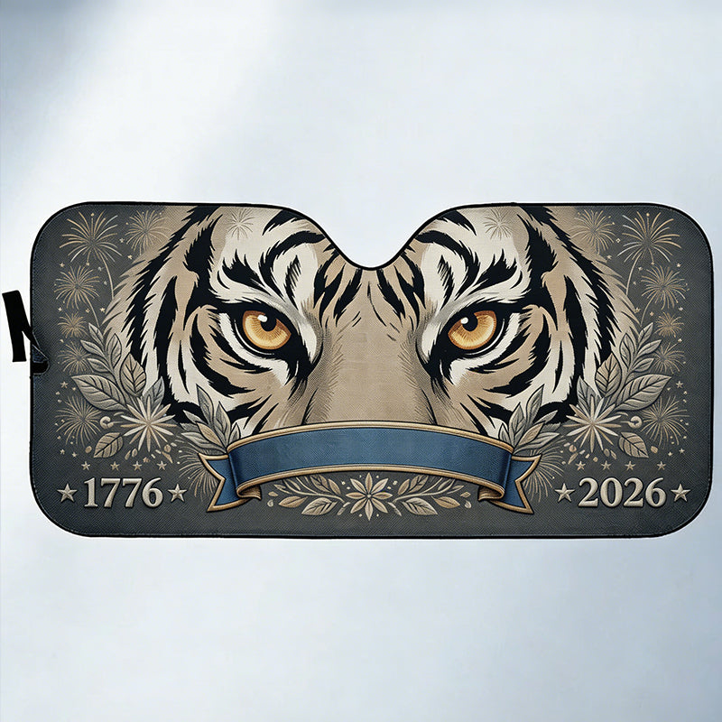 Personalized Family Name 250 Years of Freedom Tiger Eyes Sunshade - 1776-2026 Anniversary Edition
