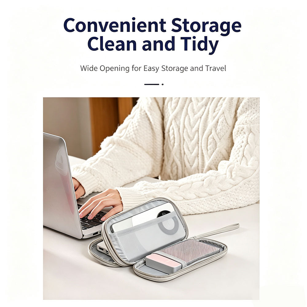 Personalized custom-made printed storage bag, double zipped travel cable storage bag, used for storing USB C cables, mobile power banks and headphones.