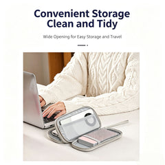 Personalized custom-made printed storage bag, double zipped travel cable storage bag, used for storing USB C cables, mobile power banks and headphones.