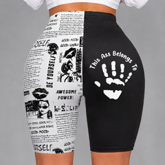 Customized handprint personalized text split-style five-part yoga shorts