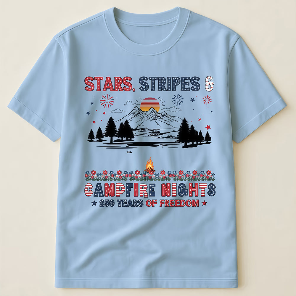 Stars Stripes & Campfire Nights 250 Years Of Freedom Camping Crew - Personalized Shirt