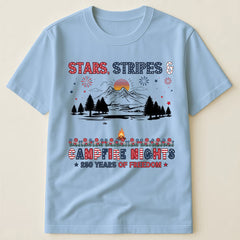 Stars Stripes & Campfire Nights 250 Years Of Freedom Camping Crew - Personalized Shirt