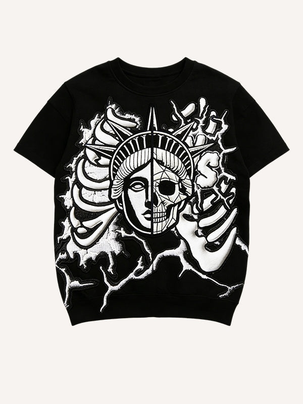Another side of the Statue of Liberty printed short-sleeved shirt