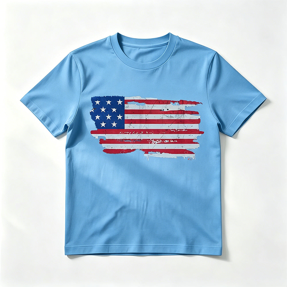 Personalized Multi-Dog American Flag Shirt – Custom Pet Name Cartoon T-Shirt