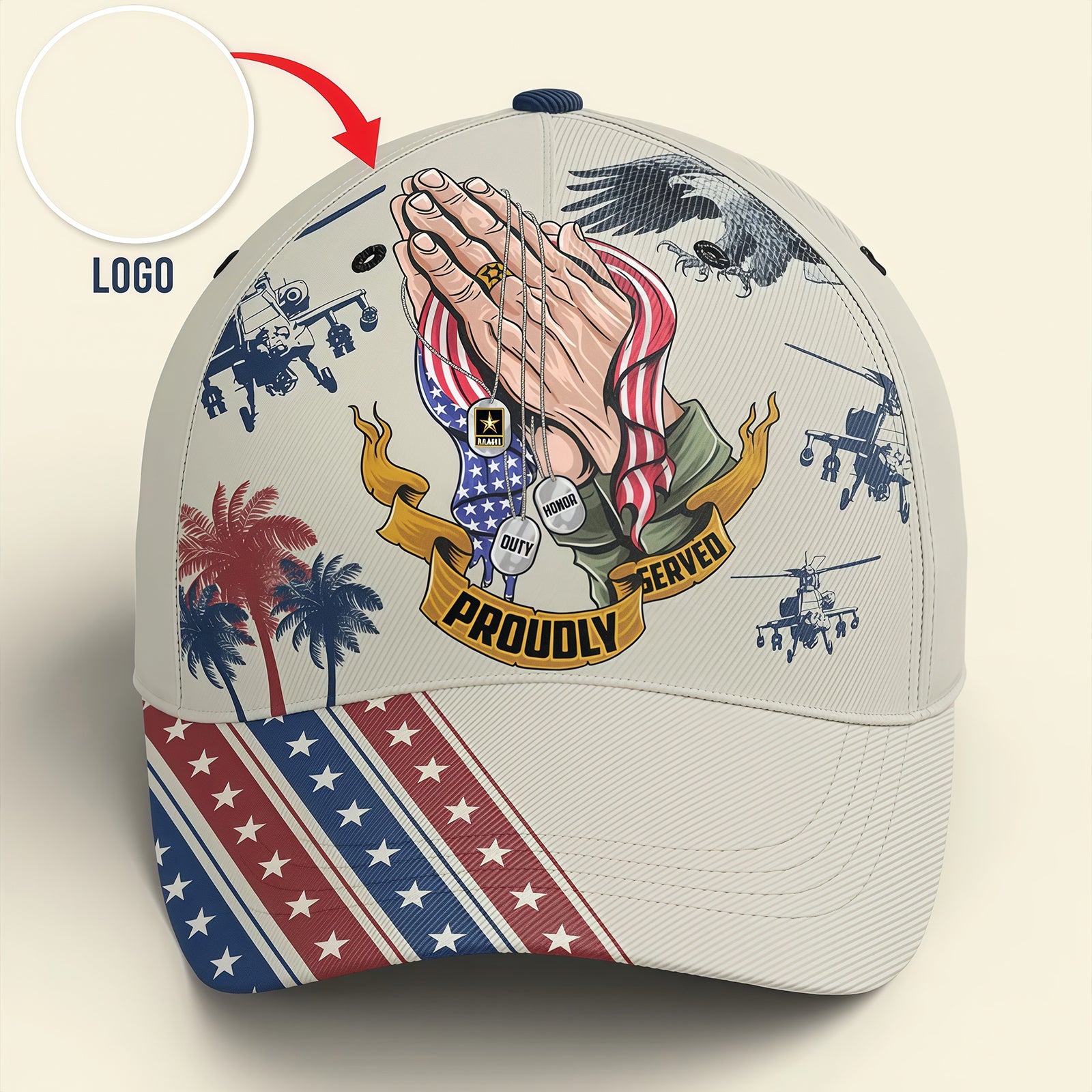 Personalized Veteran "Proudly Served" Name & Rank Baseball Cap