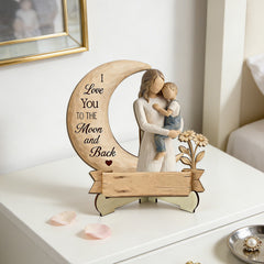 Personalized Moon & Son Wooden Plaque – Custom Mother’s Day Office Desk Sign – Heartfelt Son to Mother Gift Keepsake