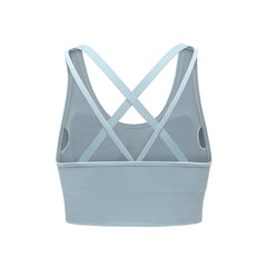 Custom Logo Crisscross Back Sports Bra Women, U Neck Double Strap Scrunch Back Longline Yoga Workout Crop Top, Customizable Private Label Activewear Bra