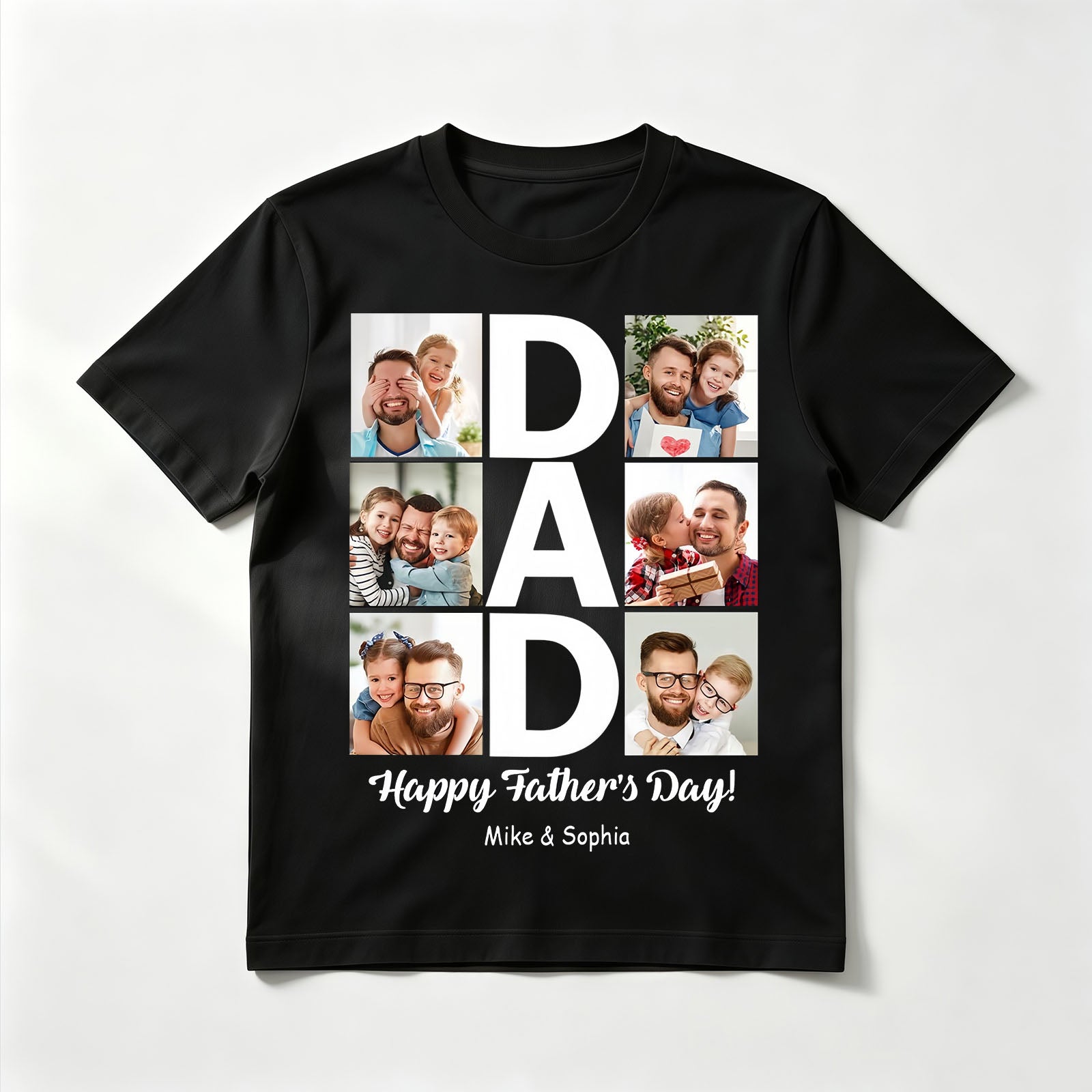 Custom "DAD" Photo Collage Father's Day T-Shirt