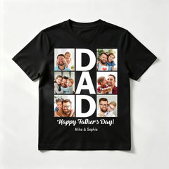 Custom "DAD" Photo Collage Father's Day T-Shirt