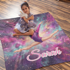 Personalized Gymnast Blanket with Child’s Face & Name, Custom Photo Throw Dance Gift for Girls.