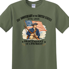 Personalized 250 Years of America Shirt, Custom Name Descendant of a Patriot, Patriotic 1776–2026 Tee