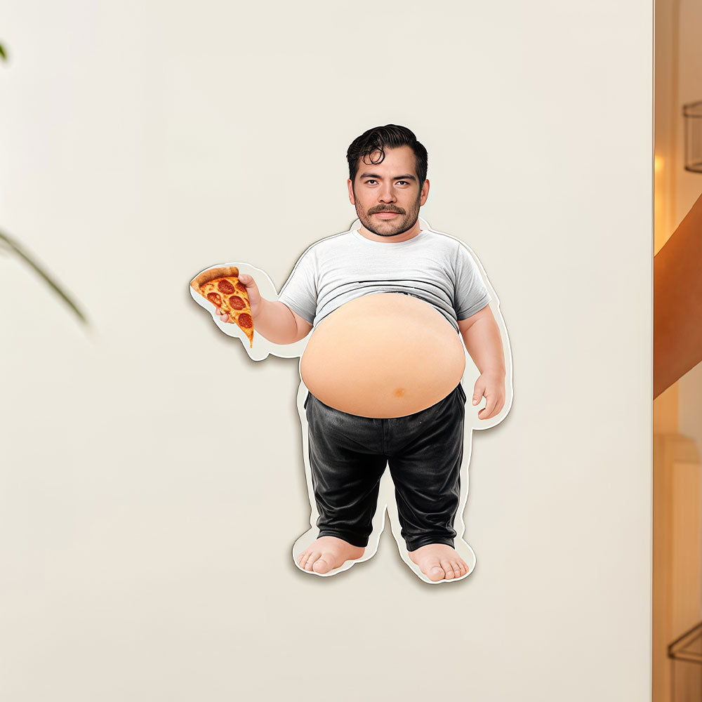 Cartoon Beer Belly Guy Standing With Beer Glass Fridge Magnet