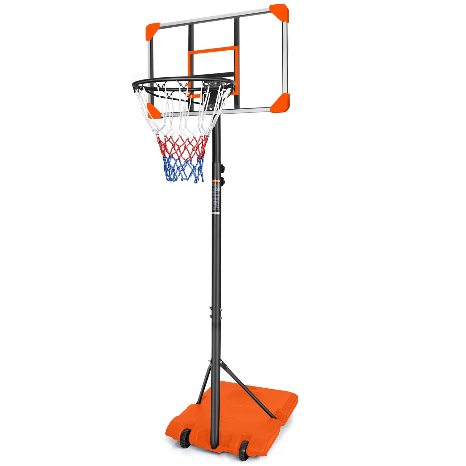 1Set Portable Kids Basketball Hoop With Wheels, Height Adjustable 5.6 To 7ft Basketball Goal System Indoor Outdoor For Kids Teens Adults For Christmas Gift