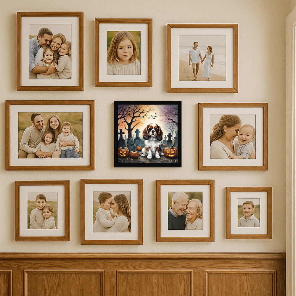 cavalier spaniel halloween framed metal print - product photo 7 of 8