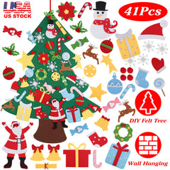 DIY Felt Christmas Tree 41Pcs Detachable Ornaments for Kids Toddler Wa