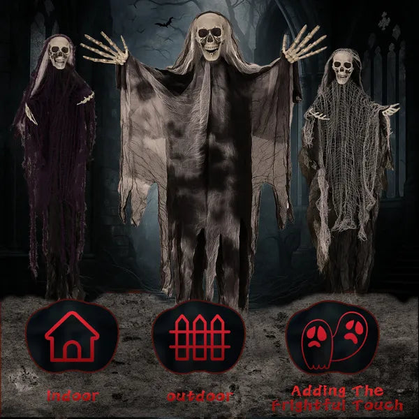 3 pack hanging skeleton ghosts - product photo 2 of 5