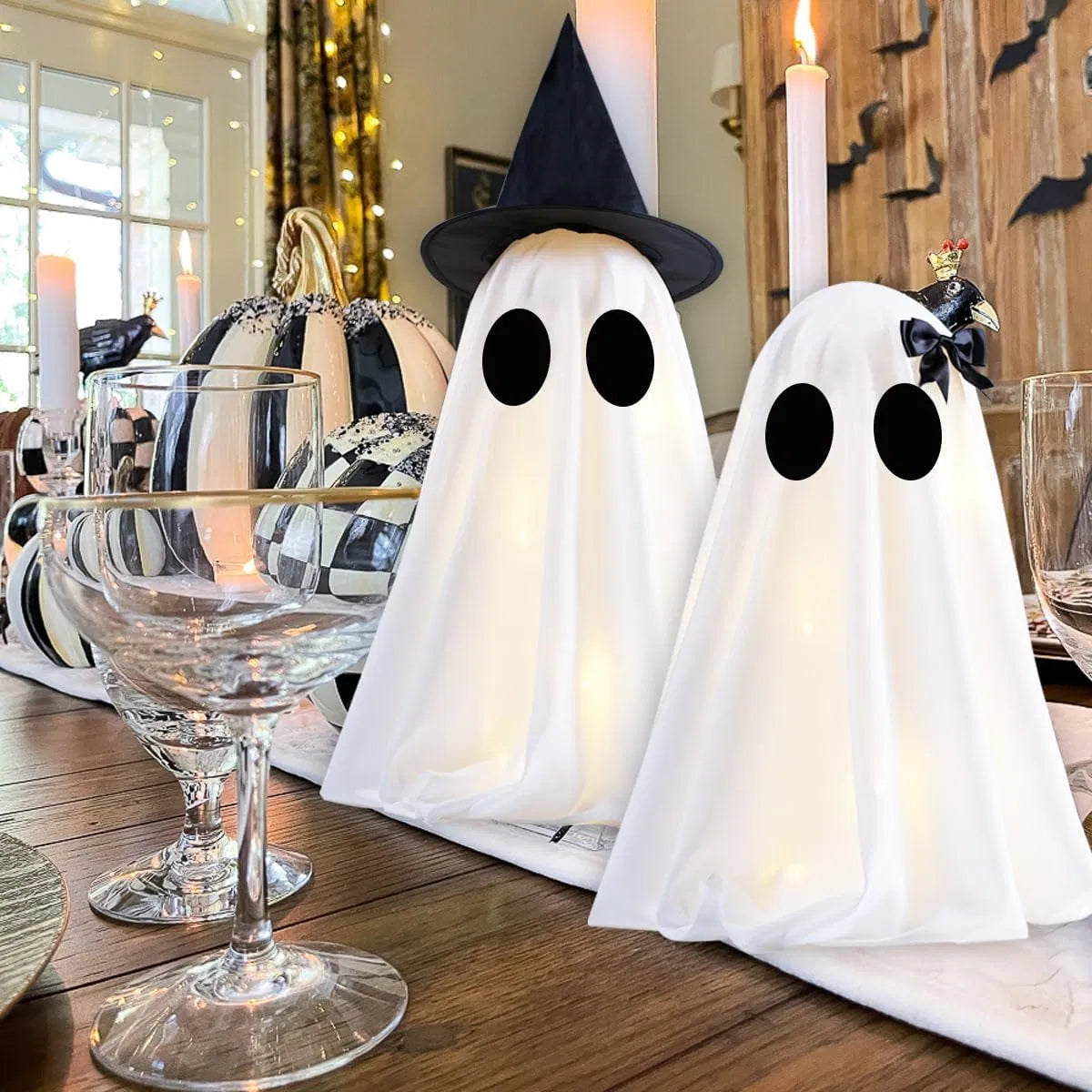 two light-up fabric ghosts in two heights - product photo 7 of 10