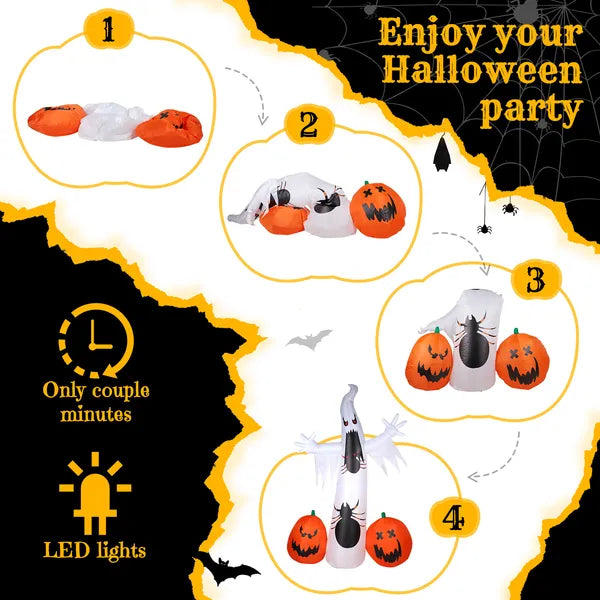 11.8 ft inflatable ghost, spider and pumpkin - product photo 2 of 6