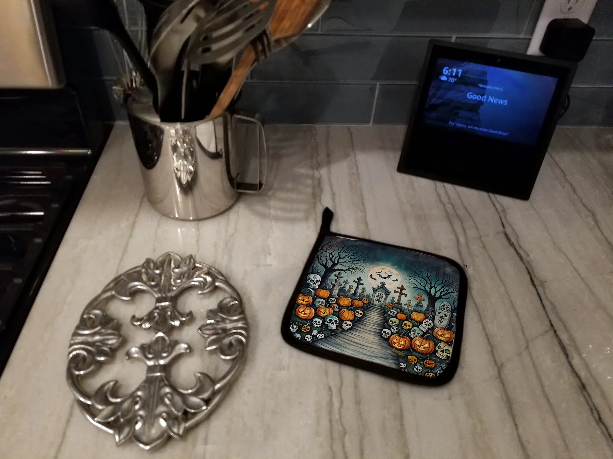 calavera sugar skull halloween pot holders - product photo 4 of 8