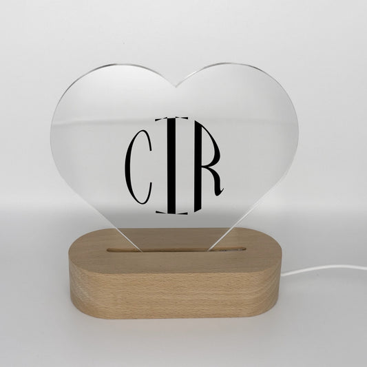 Circle Monogram Acrylic Heart-Shaped Plaque