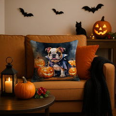 english bulldog puppy halloween throw pillow with insert - product photo 2 of 8