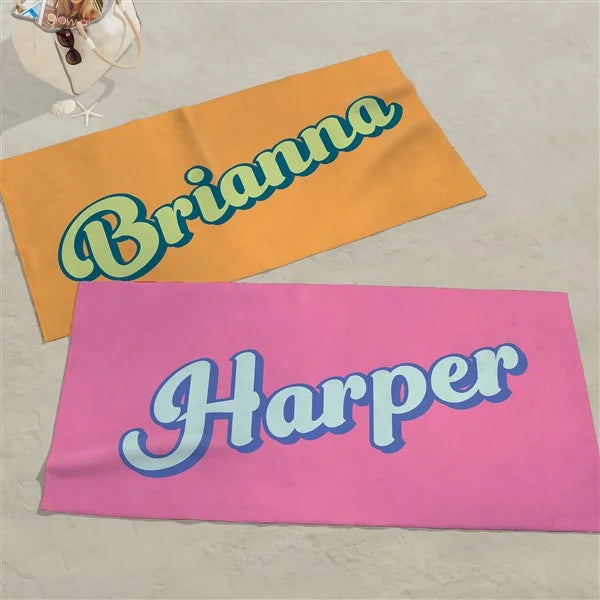 Retro Summer Personalized 30x60 Beach Towel