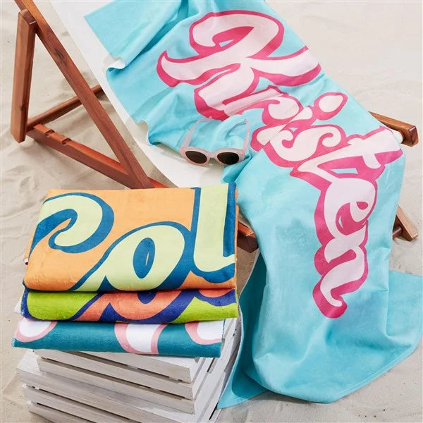 Retro Summer Personalized 30x60 Beach Towel