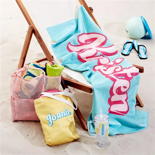 Retro Summer Personalized 30x60 Beach Towel