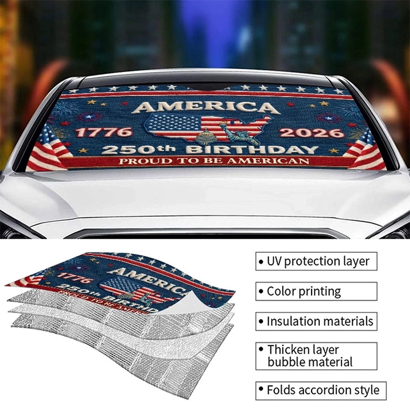 Custom Auto Windshield Sunshade-Personalized America 250th Anniversary Gifts-Endless Pride