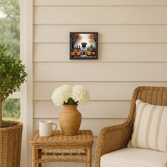 fawn pug halloween artwork on an 8 x 8 inch framed aluminum print - product photo 5 of 8