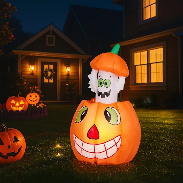 2.8 ft inflatable pumpkin ghost - product photo 4 of 5