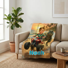 Personalized Dinosaur Beach Towel, Custom Dinosaurs Kids Towel, Boy Summer Gift. Boys Gifts.