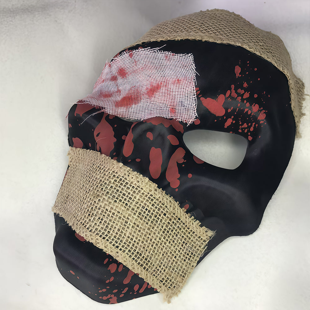 Halloween funny mask for men with blood-stained fabric patches for a half-face party cosplay for horror pranks