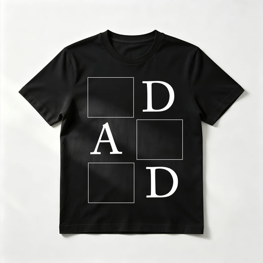 Personalized "DAD" 3-Photo Grid Custom T-Shirt