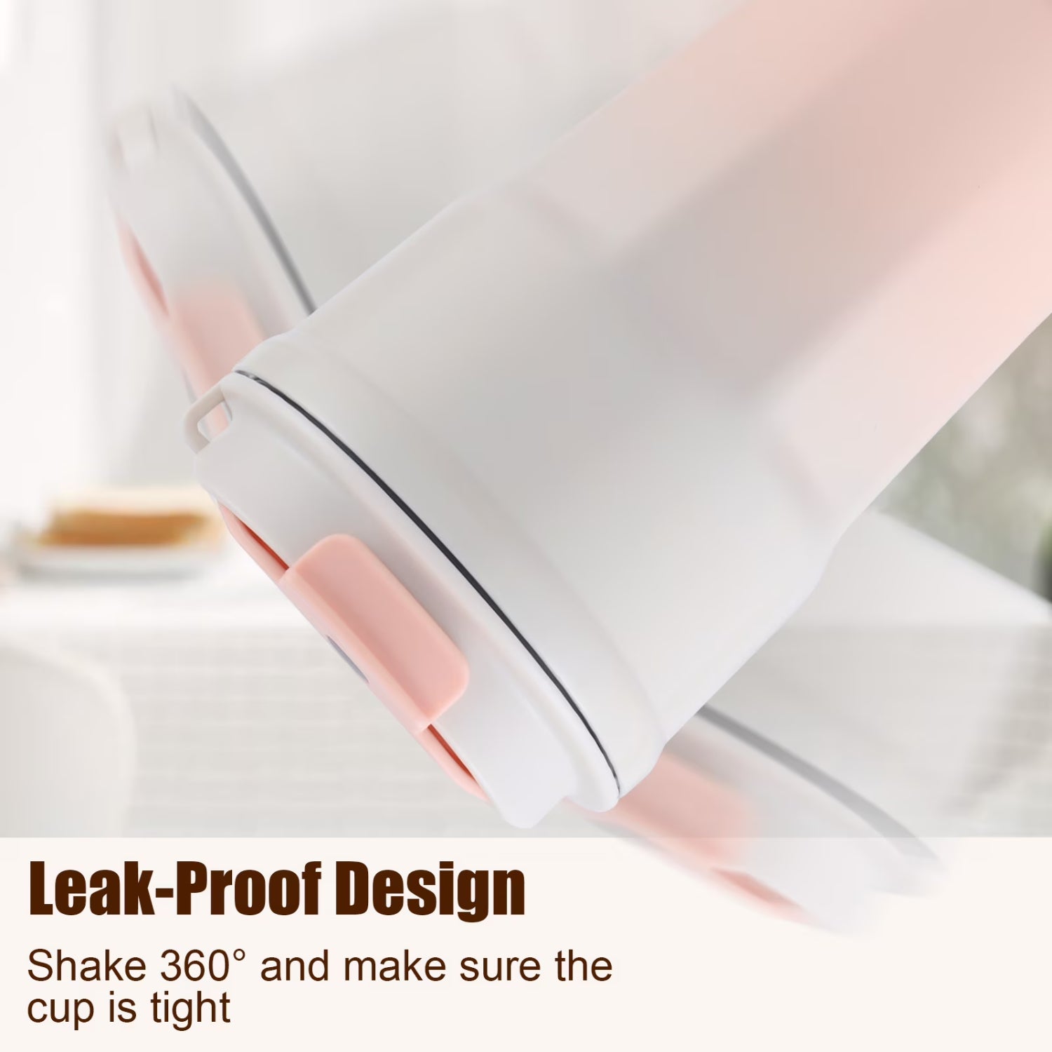350ml Insulated Stainless Steel Coffee Cup - Leak-Proof Lid & Portable Strap, Reusable Travel Mug for Hot & Cold Drinks, Pastel Pink Gradient
