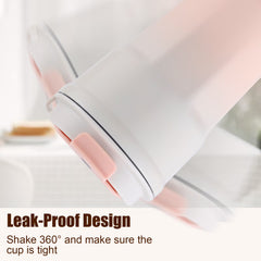 350ml Insulated Stainless Steel Coffee Cup - Leak-Proof Lid & Portable Strap, Reusable Travel Mug for Hot & Cold Drinks, Pastel Pink Gradient