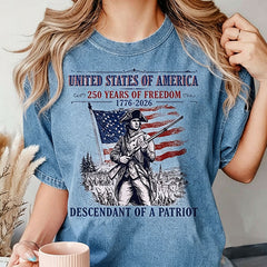Custom Descendant of a Patriot Shirt, Personalized Revolutionary War Ancestry Tee, 1776-2026 USA 250th Anniversary, Genealogy Heritage Gift