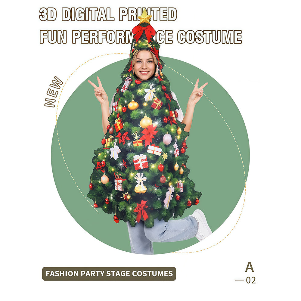 Christmas Tree Photo Booth Prop, Christmas Tree Cutout Stand-In Photo Prop with Face Hole, Xmas Party Selfie Decoration for Holiday Party