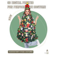 Christmas Tree Photo Booth Prop, Christmas Tree Cutout Stand-In Photo Prop with Face Hole, Xmas Party Selfie Decoration for Holiday Party